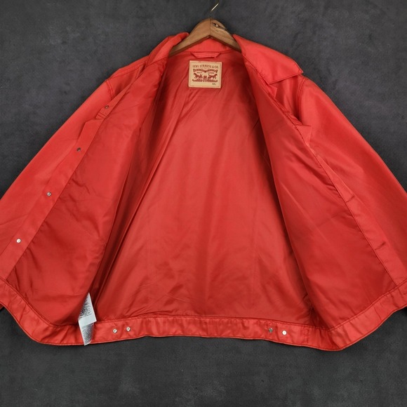 Levis Trucker Jacket Mens XXL Orange Polyester Utility Lightweight Unlined - Picture 3 of 10